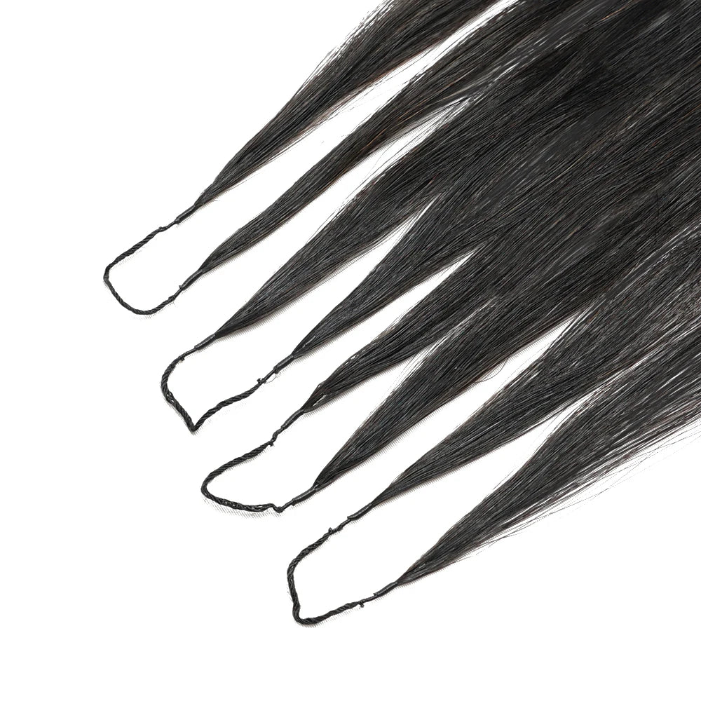 Feather Crochet Human Hair Extensions 16-26Inch Burmese Straight Hair Pre-Looped Invisible Pre-Separated Crochet Bulk Human Hair