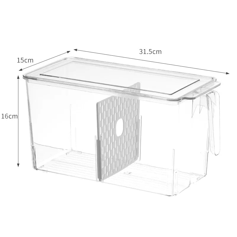 Kitchen Food Preservation Box Refrigerator Organizer With Handle Stackable Vegetable Fruit Storage Containers Home Organization