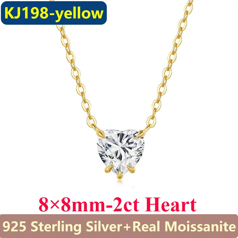 1CT / 2CT Emerald Heart Pear Princess Moissanite Diamond Pendants Necklaces For Women S925 Silver Fine Jewelry Women's Pendants