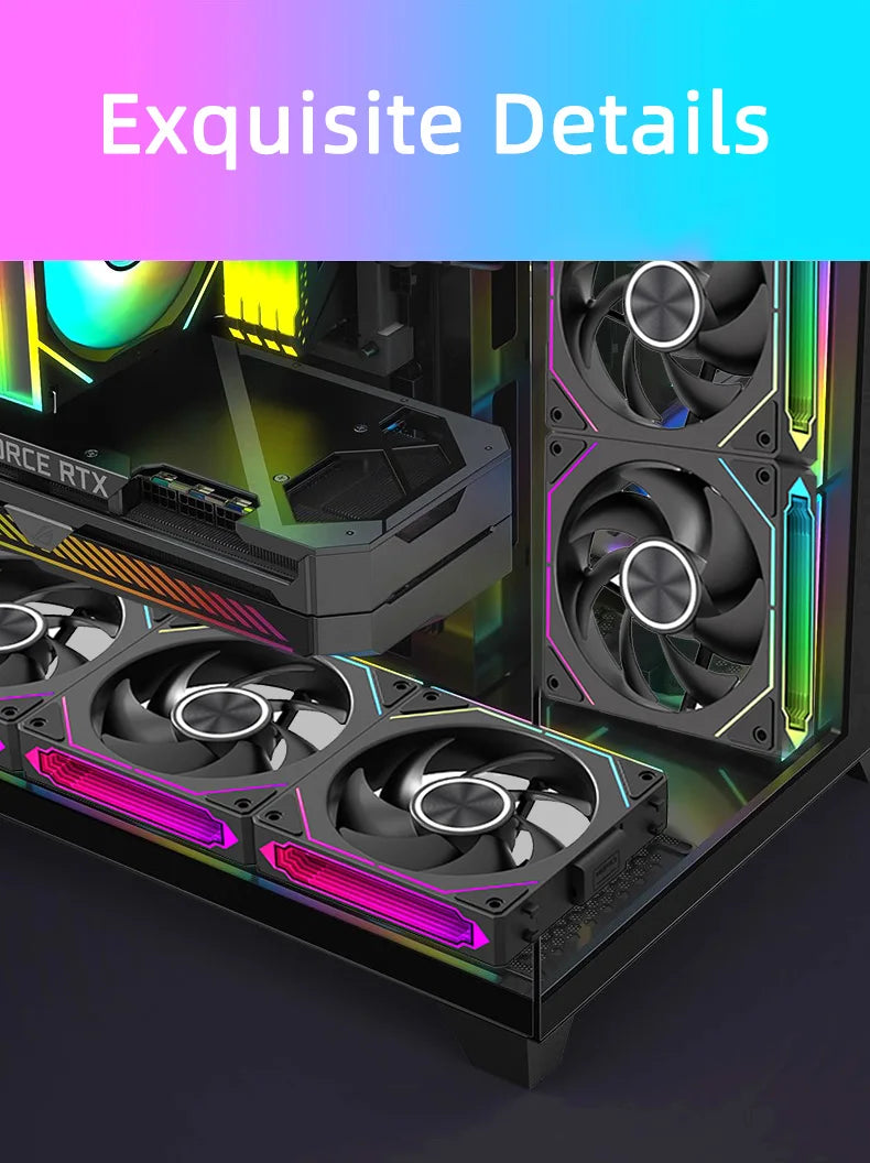 Coolcirc DL-2 Modular Wireless Splicing 120mm PC Case Cooling Fan ARGB Infinite Mirror Lighting Effect for Computer Water Cooler