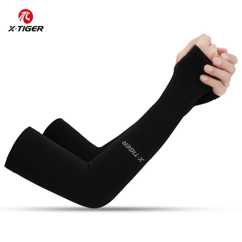 X-TIGER Ice Silk Sports Arm Sleeves Cycling Sun UV Protection Outdoor Travel Running Gym Fitness Cool Summer Arm Sleeves
