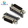 10Pcs Sample Black Male/Female DB15 DR15 D-Sub Right Angle Double Row Pins PCB Mount VGA Port Connector Socket With Screw Nuts