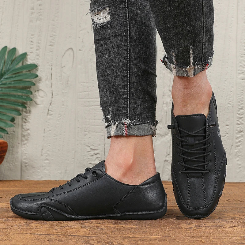 Spring Men Low Cut Leather Sneaker Soft Soled Loafers Anti Slip Flat Bottom Casual Shoes Large Size Zapatillas Para Hombre 2025