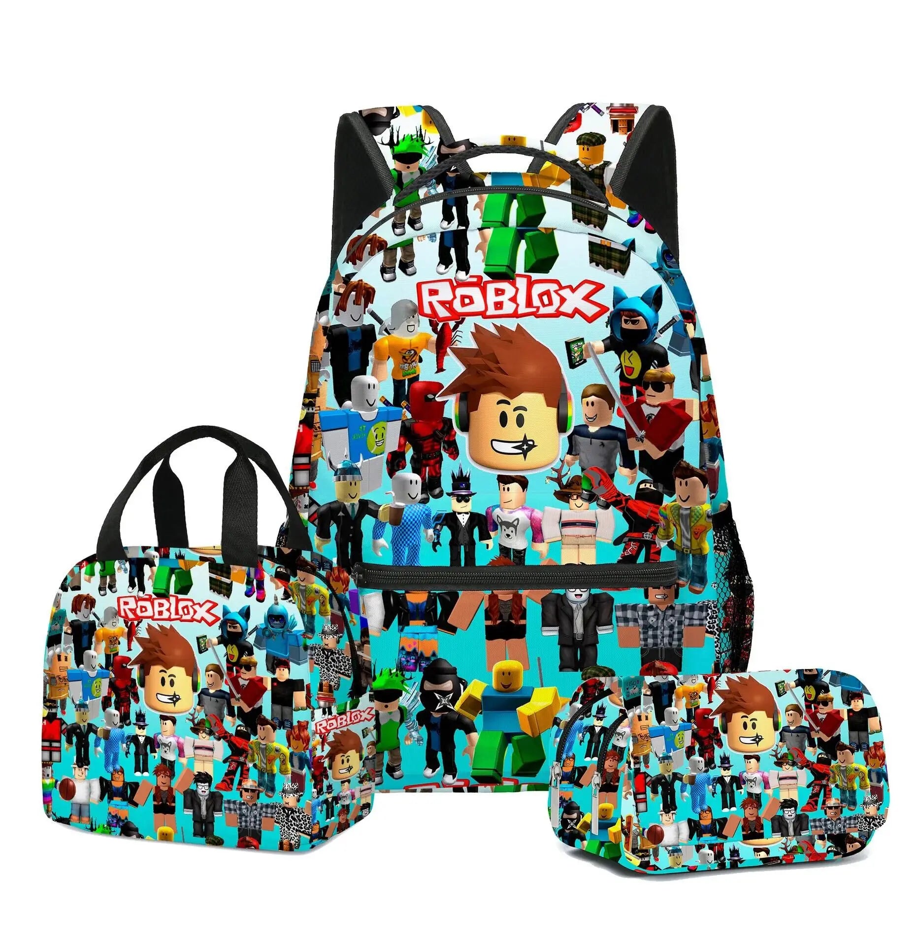 3pcs/Set Game Roblox Cartoon Anime School Bag Lunch Bag Pencil Case Set Student Backpack Birthday Gifts