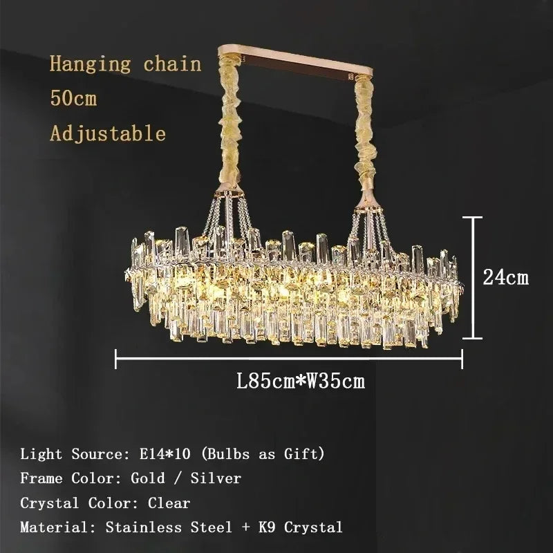 Modern Luxury Led Lights Clear Crystal Chandeliers for Living Room Villa Bedroom Dining Room Art Home Decoration Pendant Lamps