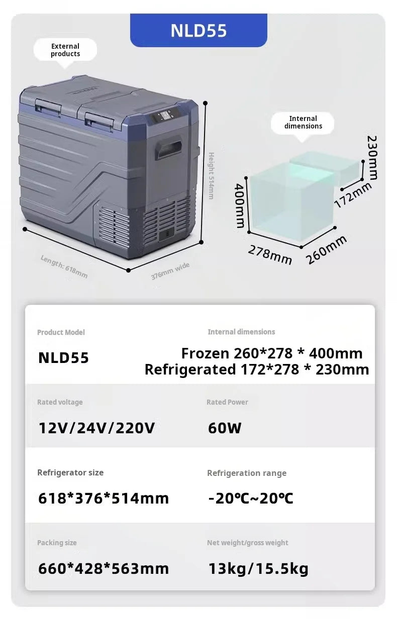 35L Car Fridge, 12V/24V Portable Refrigerator with APP Control, Compressor Cooler for RV/Truck/Camping, -20℃~20℃, Freezer