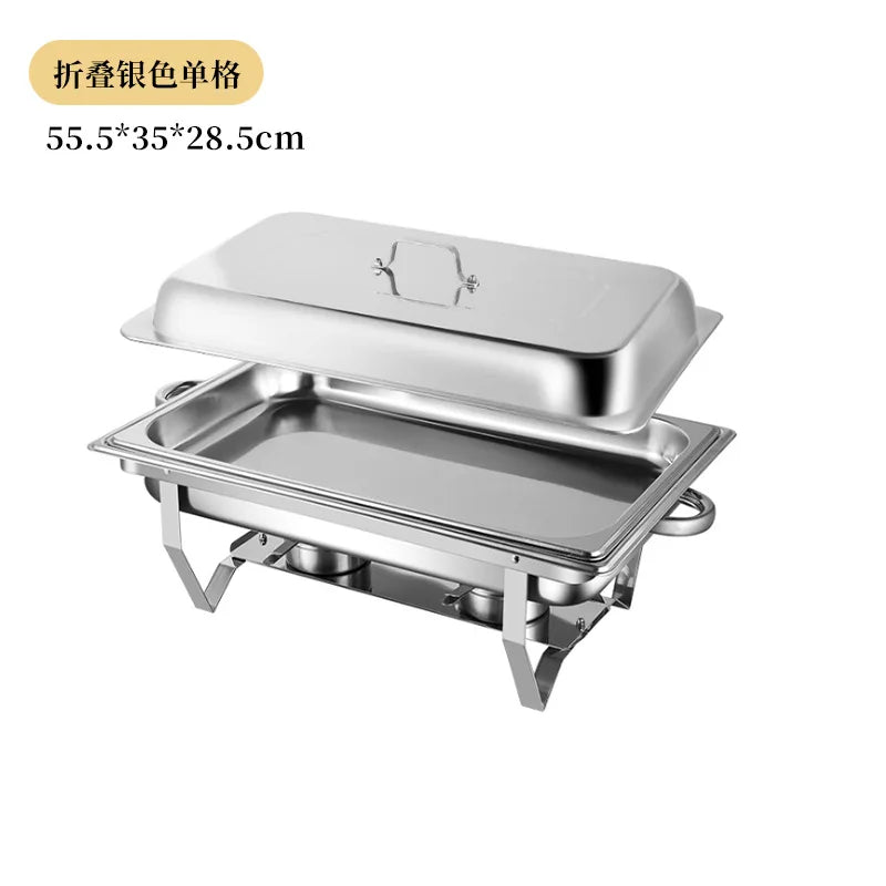 Thickened Stainless Steel Buffet Stove with Folding Foot Insulated Food Heating Container for Restaurant