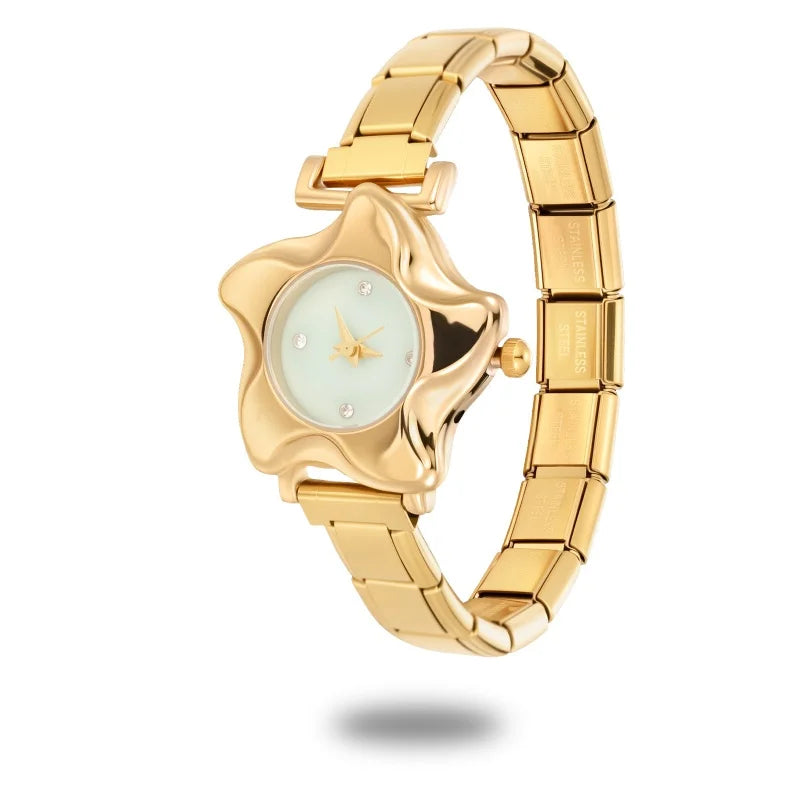 Irregular alloy case Arabic numeral classic dial Stars-shaped diamond-encrusted fashion Stainless Steel Bracelet ladies watch