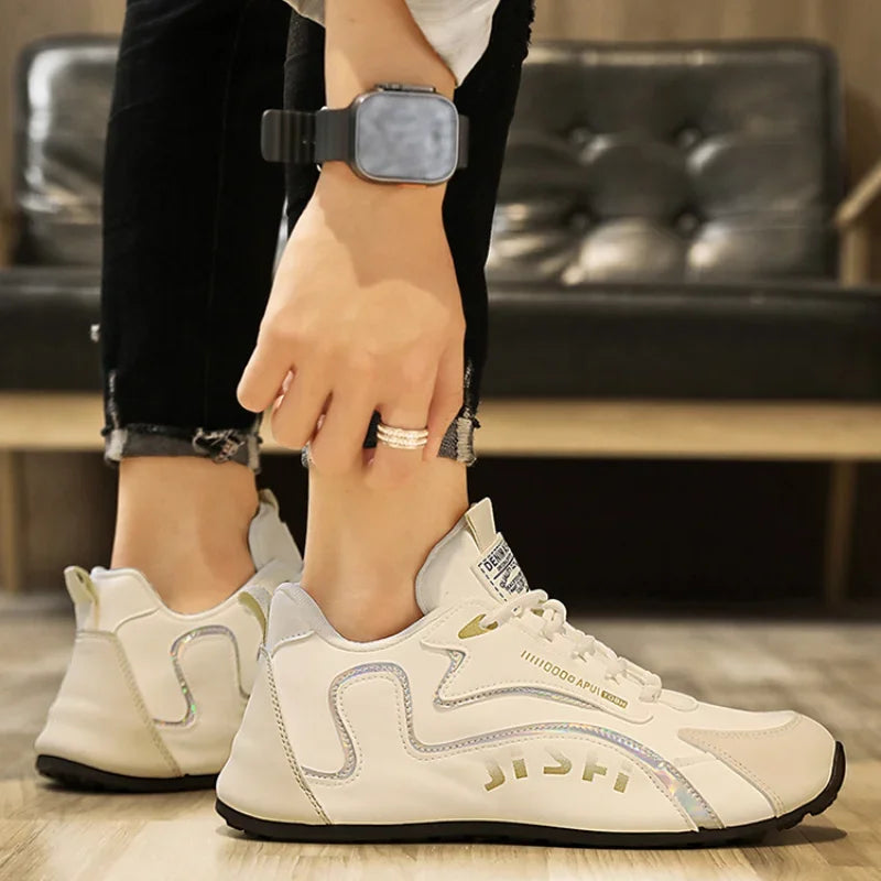 Men's PU Leather Waterproof Sneakers Casual Sports Shoes Mens Lightweight Breathable Flat Non-slip Tenis Shoes Zapatillas Hombre
