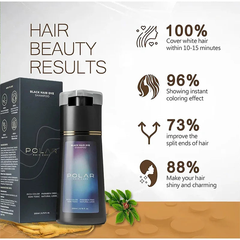 Hair Dye Coloring Shampoo 3 in 1 Instant Hair Dye Shampoo Nourish Long Lasting Color Dye For Women Men Gray Hair Coverage 200ML
