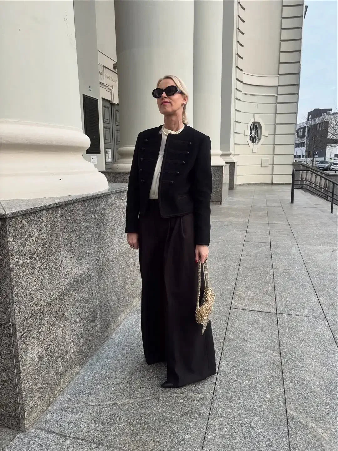 Black Round Neck Military Jacket Women Casual Full Sleeve Buttons Cropped Slim Coat 2026 Lady Daily Street Napoleon New Jackets