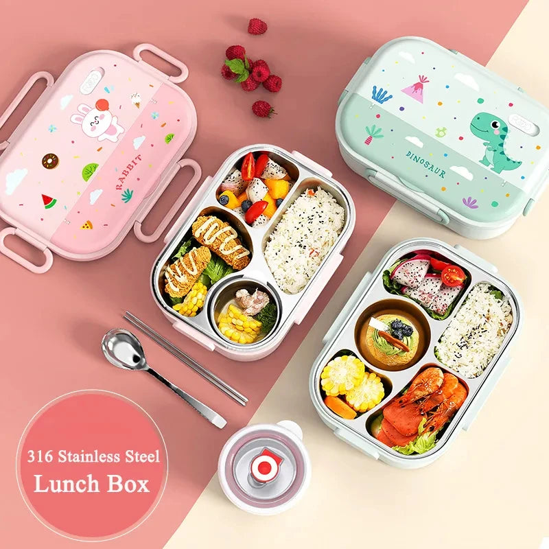 1550ML 316 Stainless Steel Thermal Bento Lunch Box Bag Compartment Microwave Lunch Container Kid Adult Leak-Proof Food Storage