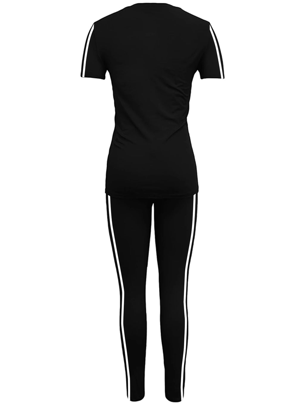 Women's Side-Striped Summer Sportswear Set Short Sleeve Long Pants Breathable Base Layer Clothing Colorful Casual Outfit