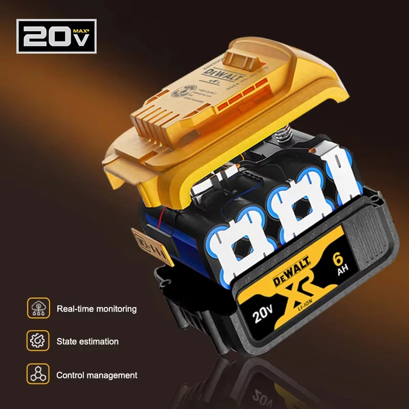 100% DEWALT Original 18V 20V 6.0AH 5Ah, DCB206, DCB205 With Fast Charging, 20V Lithium Battery, Power Tool Battery 20V Dewalt