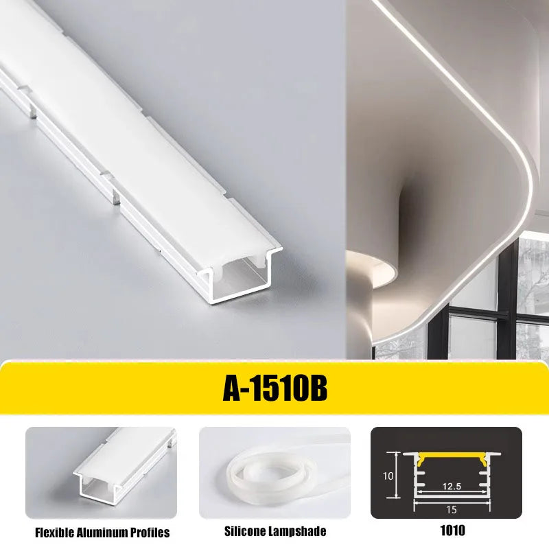 0.5/1M Bendable Led Aluminum Profile 20/30/40Mm Wide Flexible Led Channel Diffuser Curved Line Light Bar Aisle Ceiling Lighting
