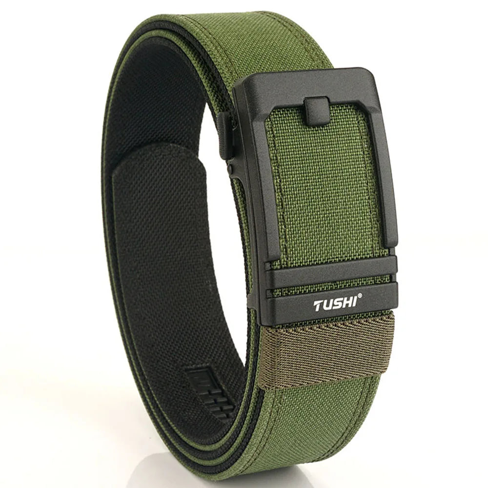 TUSHI New Double-layer Reinforced Automatic Buckle Training Quick Hanging Pistol Belt Men Nylon Outdoor Leisure IPSC Accessories