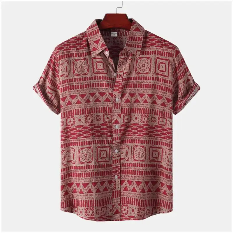 2026 Summer Men's Shirt Print Design Pattern Casual Loose Fashion Breathable Shirt