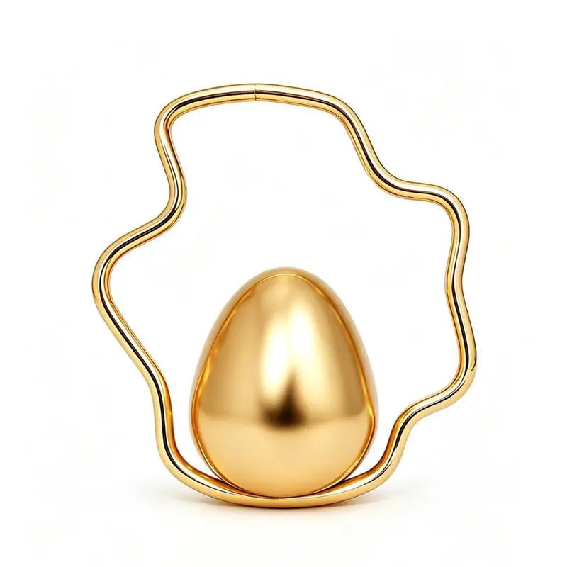 Egg Shape Acrylic Iron Box Handbag,Women Irregular Metal Frame Evening Bag,Luxury Wedding Elegant Party White Clutch Purse