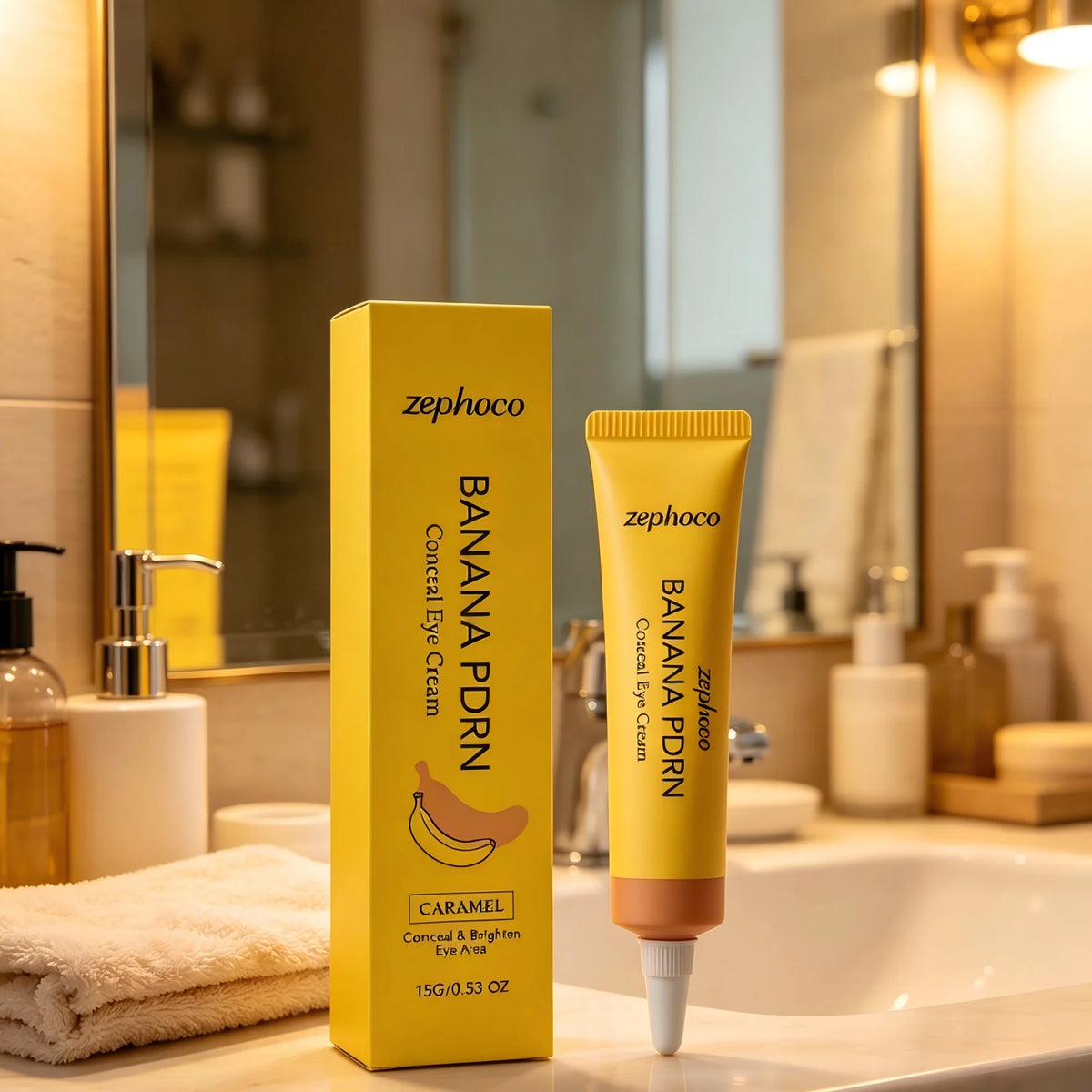 Zephoco Dark Circles Concealer Banana Pdrn Cover Blemishes Eye Brightener Lightweight Non-sticky Under-Eye Concealer Moisturizer