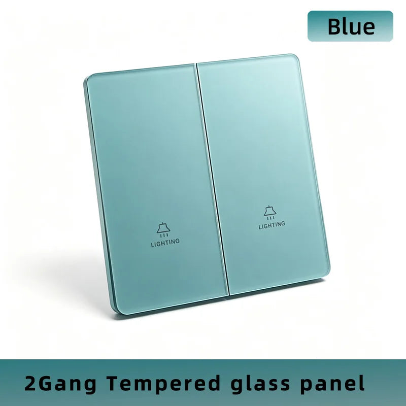 Wall Lamp Switch Panel Tempered Glass International Switch 1/2/3/4 Gang 1/2 Way Steel Rocker Light Switch On/Off Stair Switch