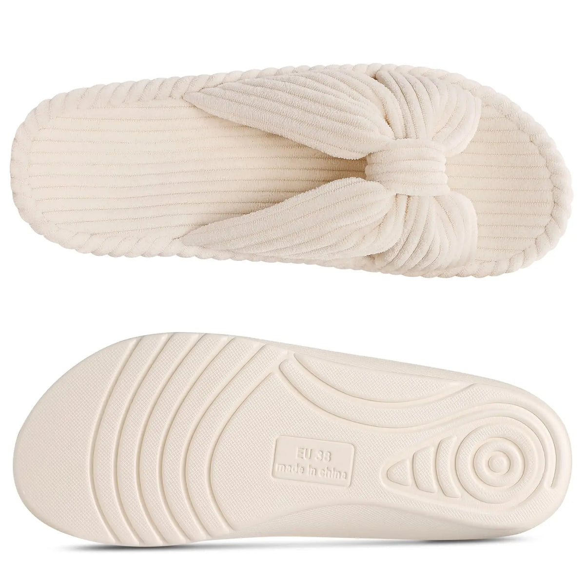Comwarm Orthopedic House Slippers for Women Arch Support Cross Bow Indoor Slippers Corduroy Bedroom Shoes Open Toe Slip On