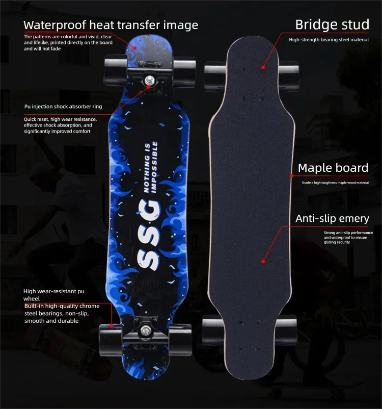 80CM Four Wheels Longboard Dancing Board Adult Street Riding Professional Beginner Freestyle Skateboard