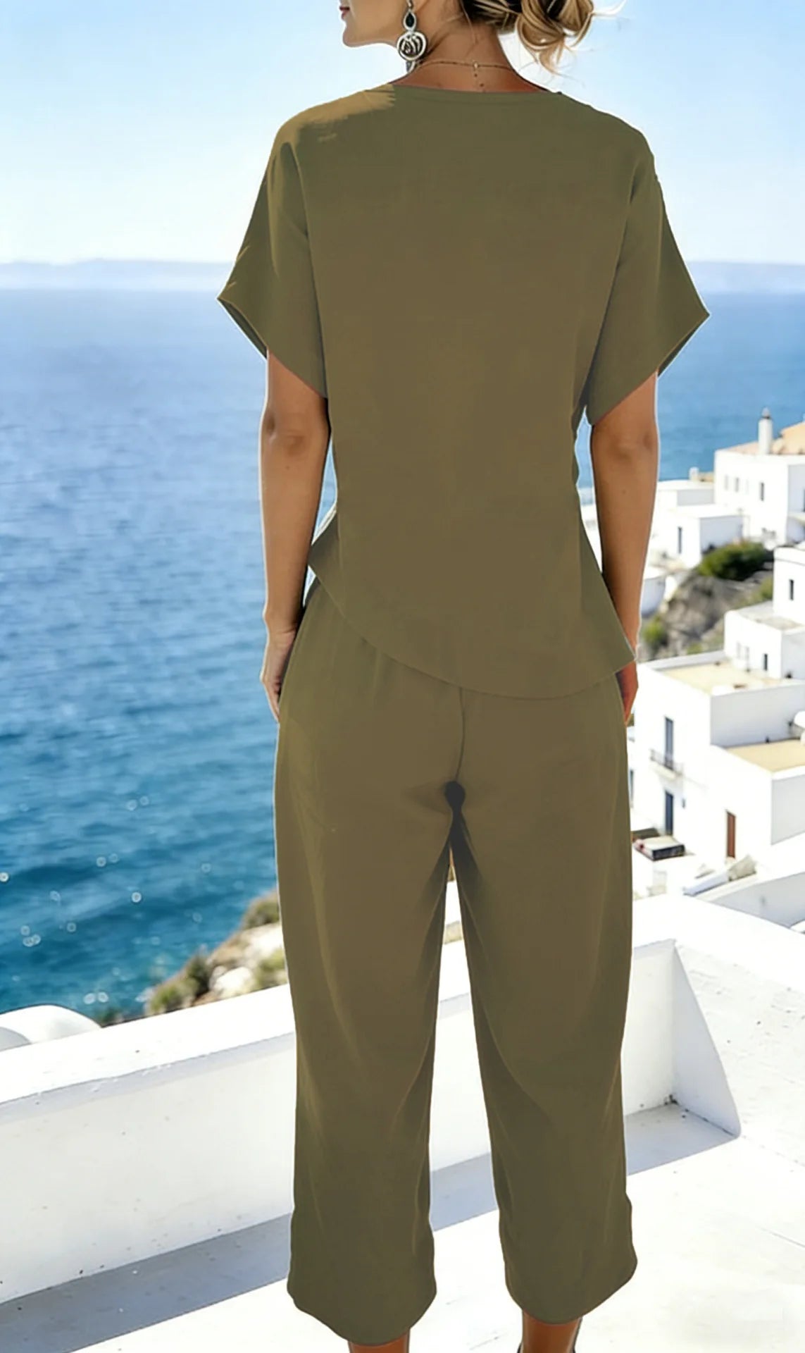 2 pieces women sets 2026 summer new fashion solid color irregular short-sleeved top+solid pant sets women's clothing