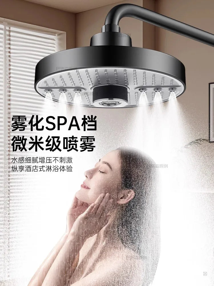 New 5 Modes Large Flow Supercharge Rainfall Shower Head 175mm High Pressure Top Spray Rain Showerhead Set Bathroom Accessories