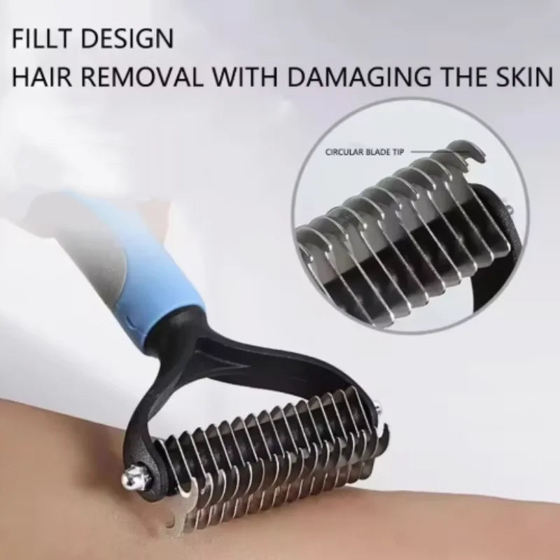 Stainless Steel Double Sided Pet Deshedding Brush Dog Grooming Comb Efficient Shedding Dematting Essential Grooming Tool for Pet