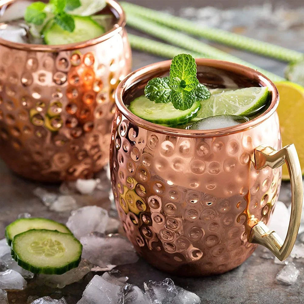 1-6PCS Cocktail Wine Cup Moscow Mule Mugs Stainless Steel Copper Plated Juice Beer Cup Coffee Mugs Bar Champagne Party Drinkware