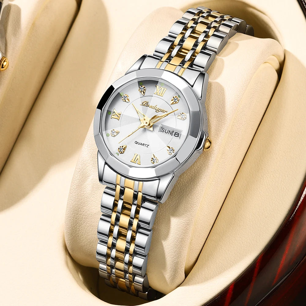 POEDAGAR Luxury Elegant Ladies Watch High Quality Casual Stainless Steel Luminous Waterproof Quartz Women's Watches Dress Clock
