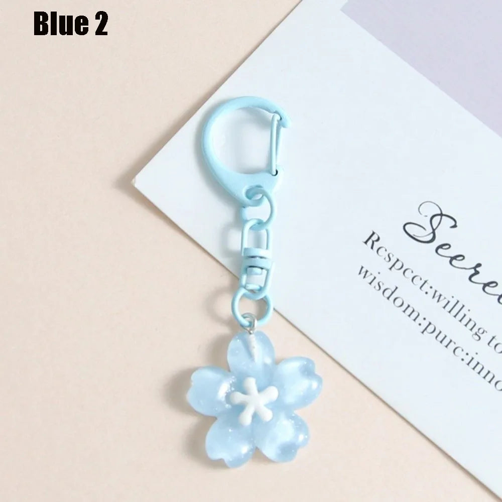 Cute Resin Cherry Blossom Keychain Colorful DIY Car Key Ring Bag Pendant Jewelry Accessories