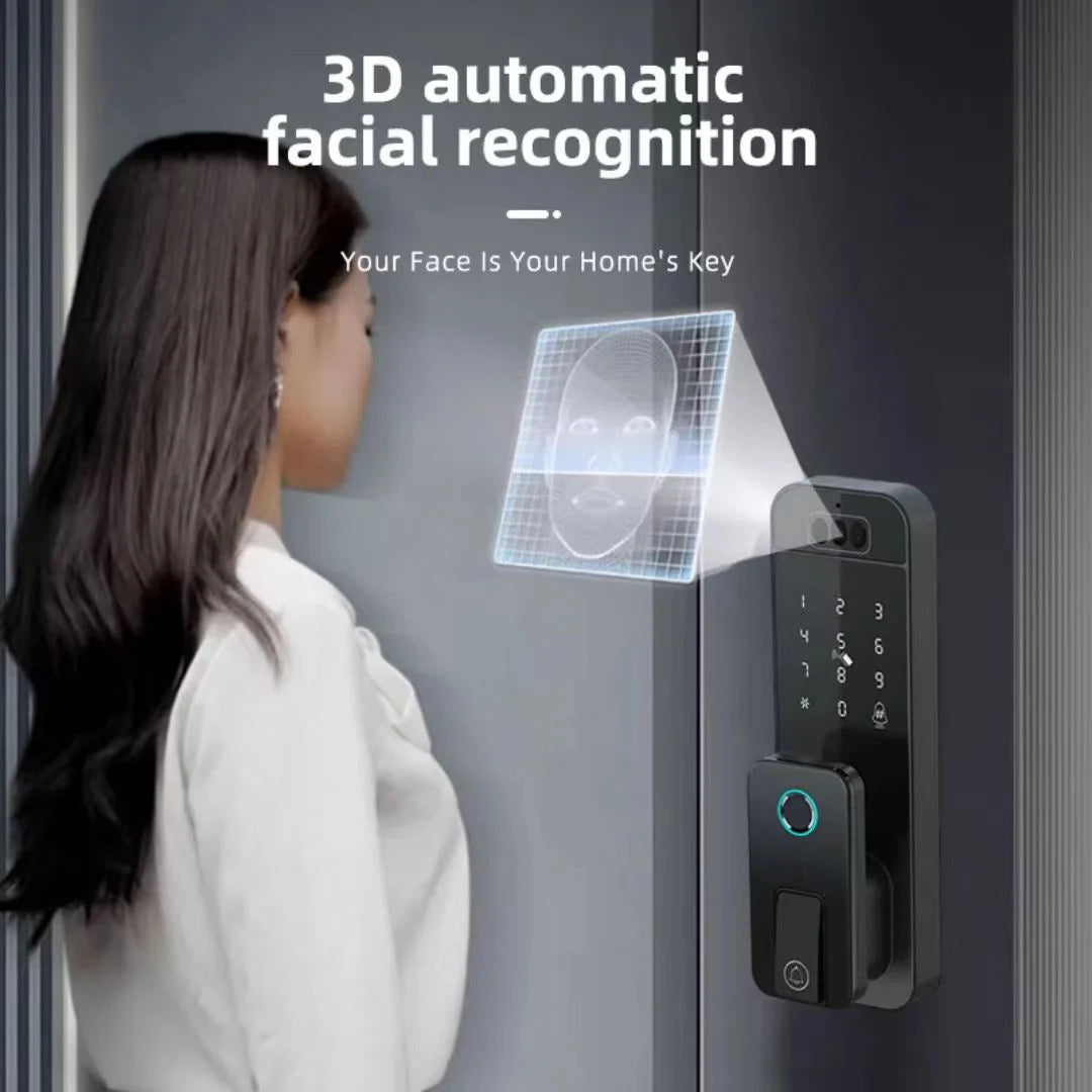 Waterproof 3D Face Recognition Outdoor Gate Fingerprint Lock Tuya WiFI App Passcode Rfid Card Keyless Electronic Smart Door Lock