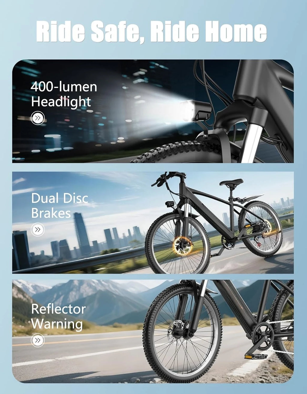 Electric Bike for Adults, 1500W Peak Motor, Ebike with 7-Speed, 65 Miles 25MPH, Electric Mountain Bike with 480Wh, Customized