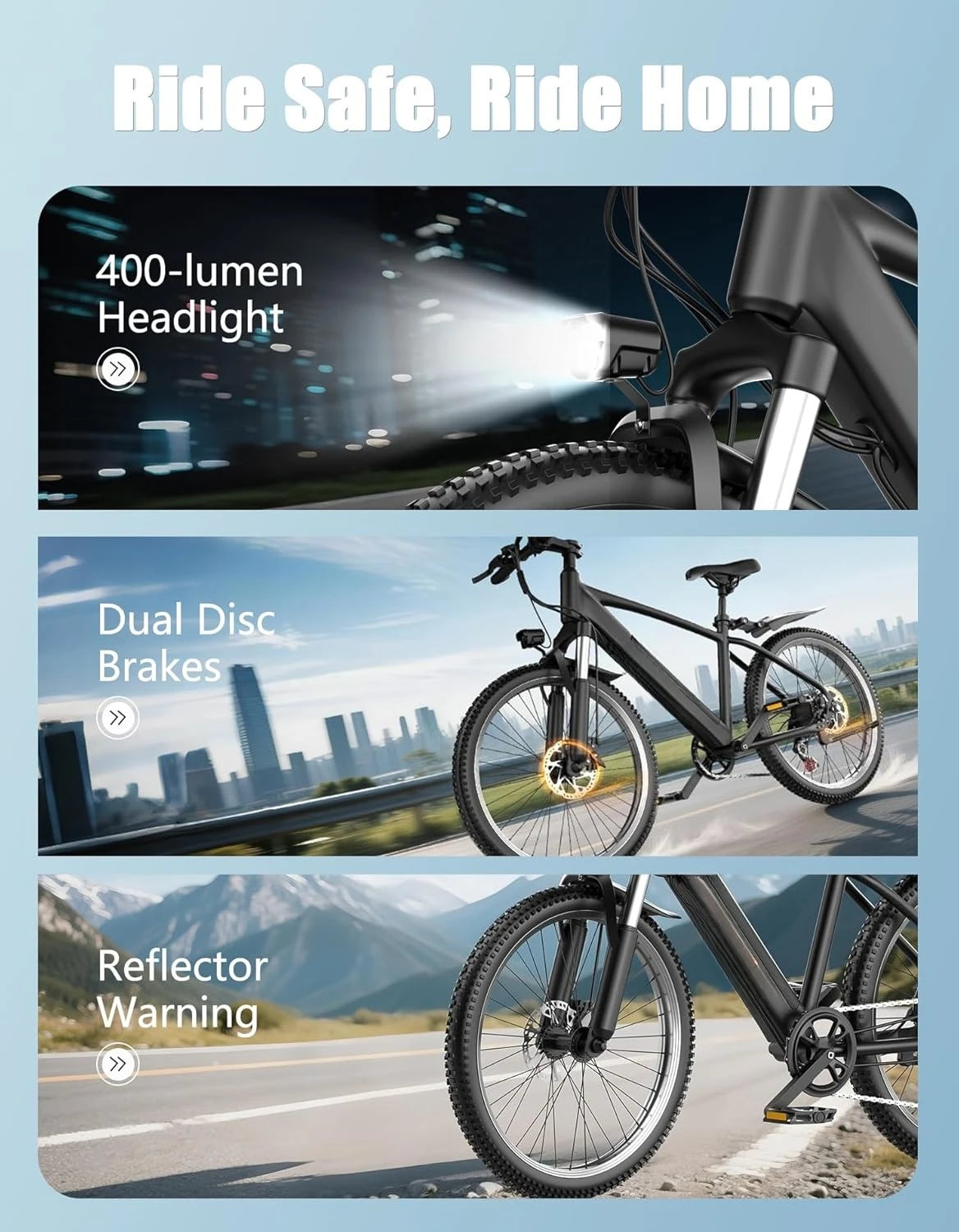 Electric Bike for Adults, 1500W Peak Motor, Ebike with 7-Speed, 65 Miles 25MPH, Electric Mountain Bike with 480Wh, Customized
