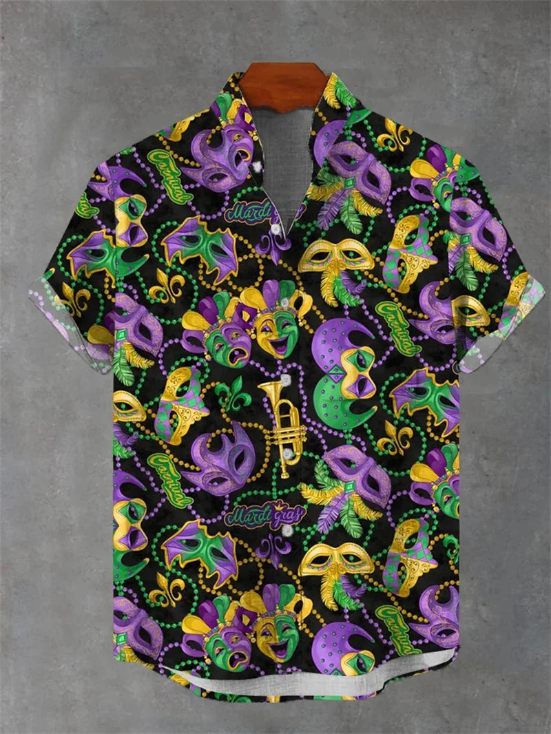 Hawaii 3D Printed men's Casual And Fashionable Short Sleeved Shirt With Collar And Button Up Top Made Of Linen