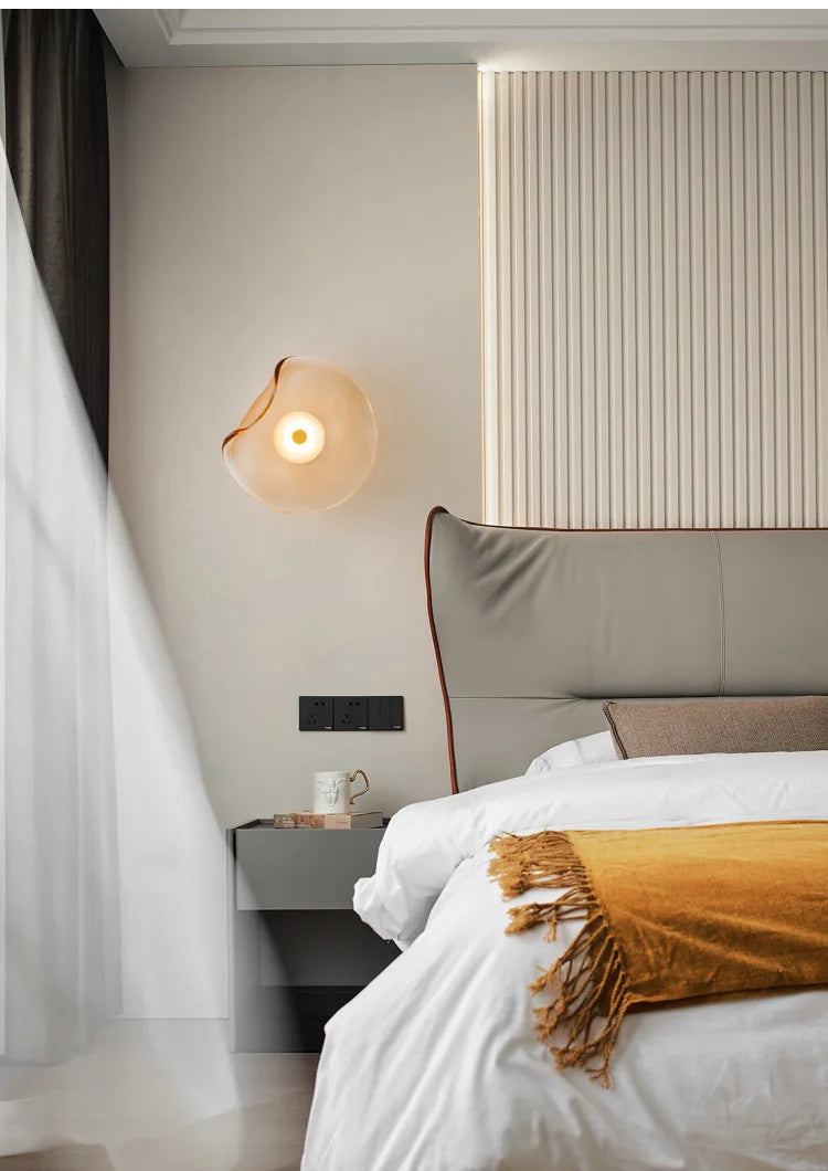 Light Luxury Postmodern Glass Wall Lamps Irregular Round Glass Minimalist Nordic Living Room Corridor Bedroom Bedside Wall Light
