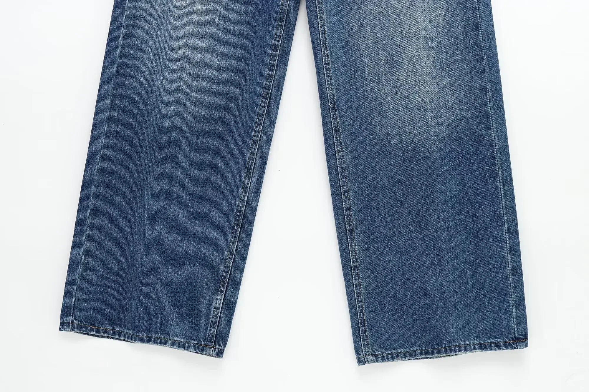 HH Women Trendy Cross Waist Wide Leg Jeans Asymmetrical Button Fly High Waist Baggy Denim Pants For Streetwear Y2K Outfits