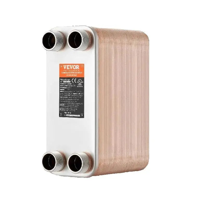 SucceBuy Heat Exchanger 5"x 12" 80 Plates Brazed Plate Stainless Steel For Floor Heating Water Heating Snow Melting Beer Cooling