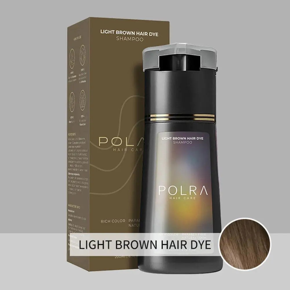POLAR Semi Permanent Hair Dye Shampoo 200ml Gray Hair Coverage Black Brown Purple Natural Nourish Long Lasting for Women Men