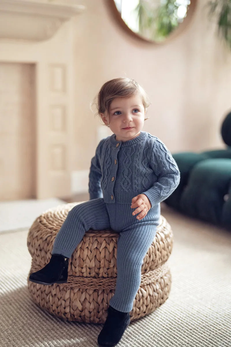 Clearance sale AS 2024 Blue Shabbos collection Print cotton girl clothing  Wool knitted family matching looks grid boys clothing