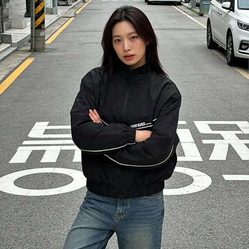 Korean Manhwa Jinx Team Black Windbreaker Jacket Men Women Sports Coat Loose Track Activewear Joo Jaekyung Cosplay Y2K Clothes