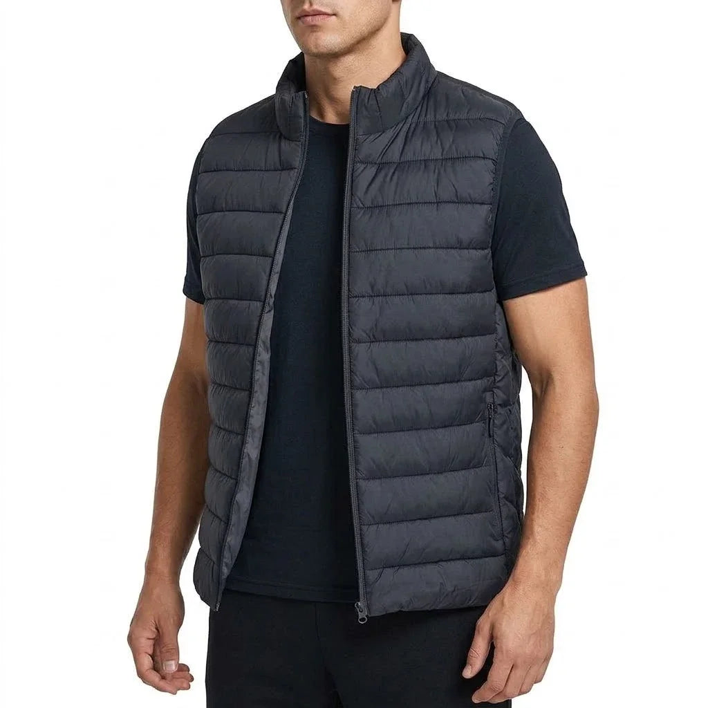 Autumn Mens Gilet Zip Mock Neck Sleeveless Winter Cozy Quilted Outer Garment for Guys Outer Shell Tops Lightweight Outer Attire