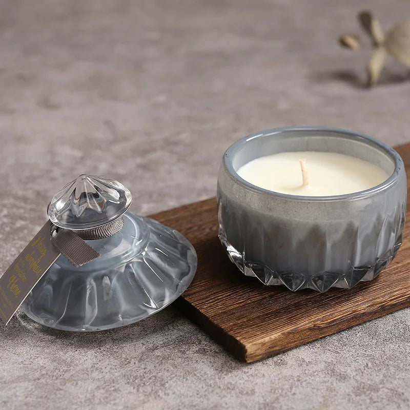 Ins Style Candy Glass Jar Scented Candle Essential Oils Soy Wax Candle Aromatherapy Home Decoration Birthday Xmas Gift