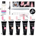Ovanlee 18-Piece All-in-One Nail Builder Gel Kit – 12 Colors 15ml Polygel with Mini UV/LED Lamp, Cleaning Fluid, Nail Tips & Tools – Form-Free DIY Manicure Extension & Strengthening Set