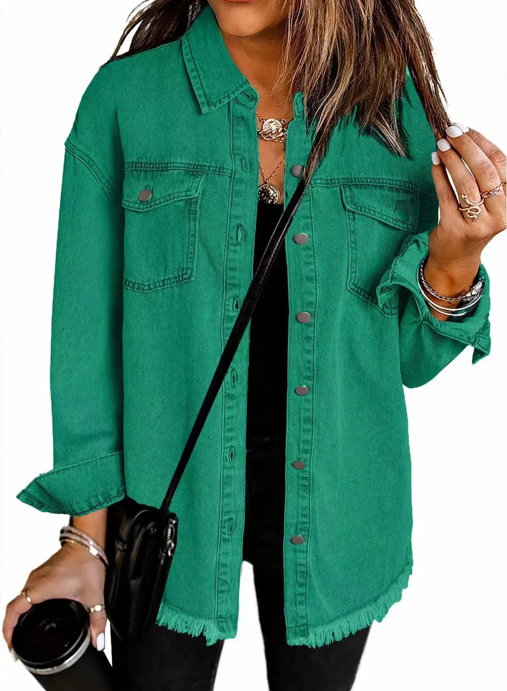Women's Trendy Washed Denim Jacket New Spring Autumn Trimmed Edges Casual Classic Fit Jeans Jacket for Ladies