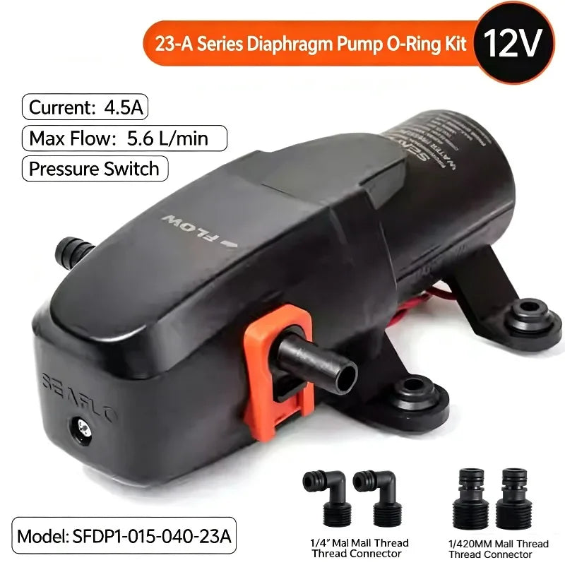 12V 24V DC Diaphragm Water Pump Self Priming Automatic Pressure Pump RV Caravan Boat Yacht Marine Battery Powered Water Transfer