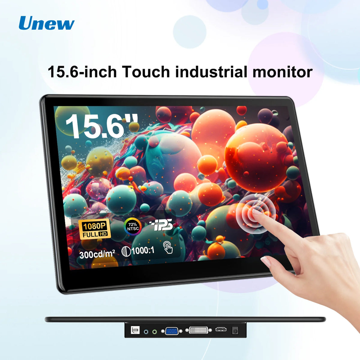 15.6 Inch Touch Monitor Display 1080P FHD 1920X1080 Suitable for Second Monitor Display Supports VGA DVI  USB  HDMI Video Input