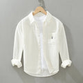2402 Cotton Linen Solid Color Simple Basic Tops Men's Spring Fall Fashion Japan Style Harajuku Healthy Comfortable Casual Shirts
