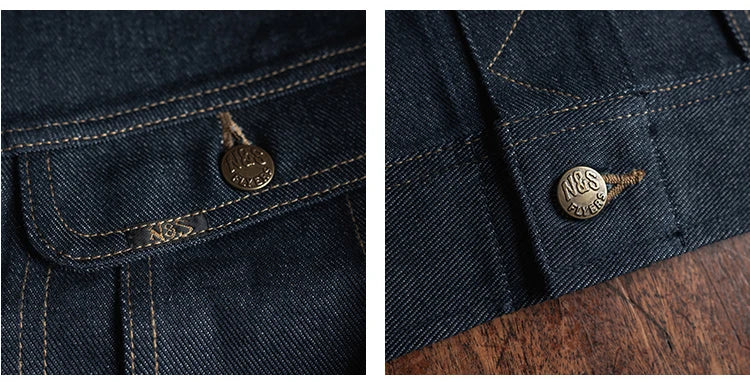 NON STOCK FLYERS Primary Color Left Oblique Anti-shrink Denim 101J Short Denim Jacket Retro Knight Jacket